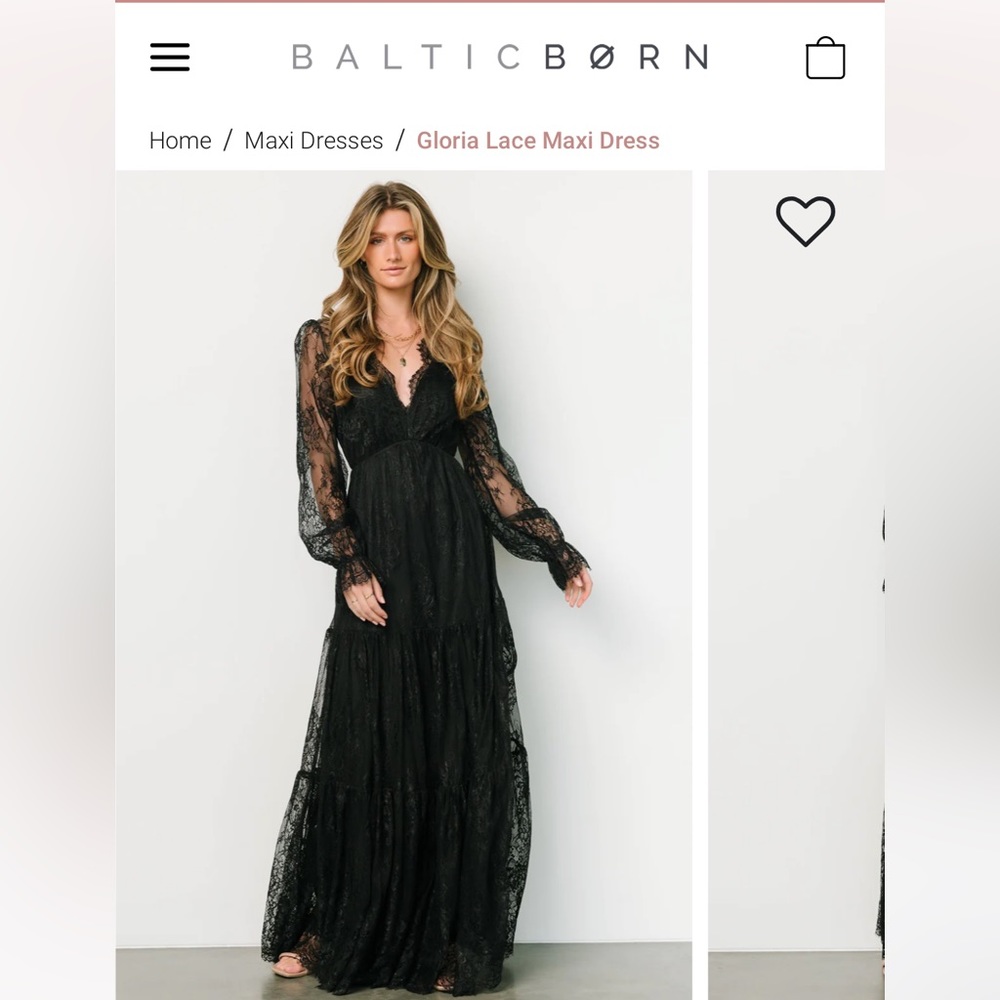 NWT-Black lace maxi dress